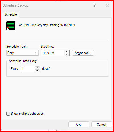 schedule backup